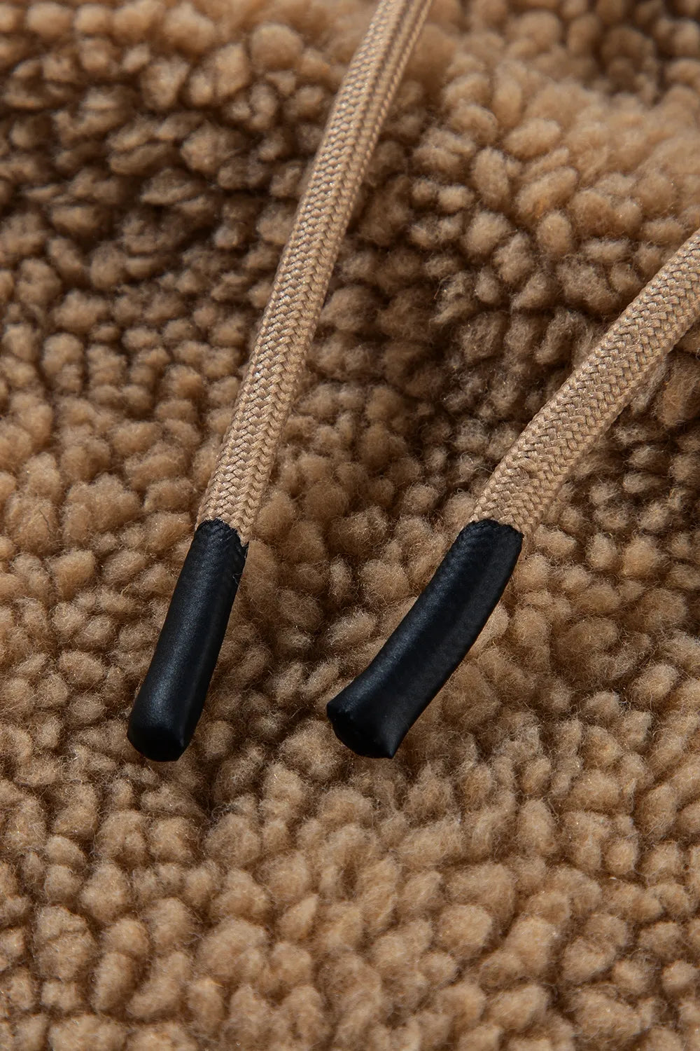 Drawstring Fleece Zip Up Hooded Jacket-Nordavory
