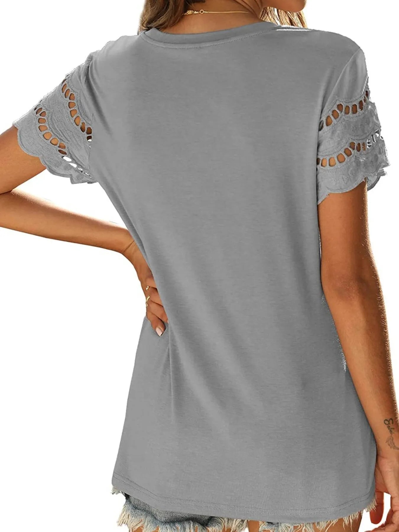 Round Neck Short Sleeve Casual T-Shirt-Nordavory