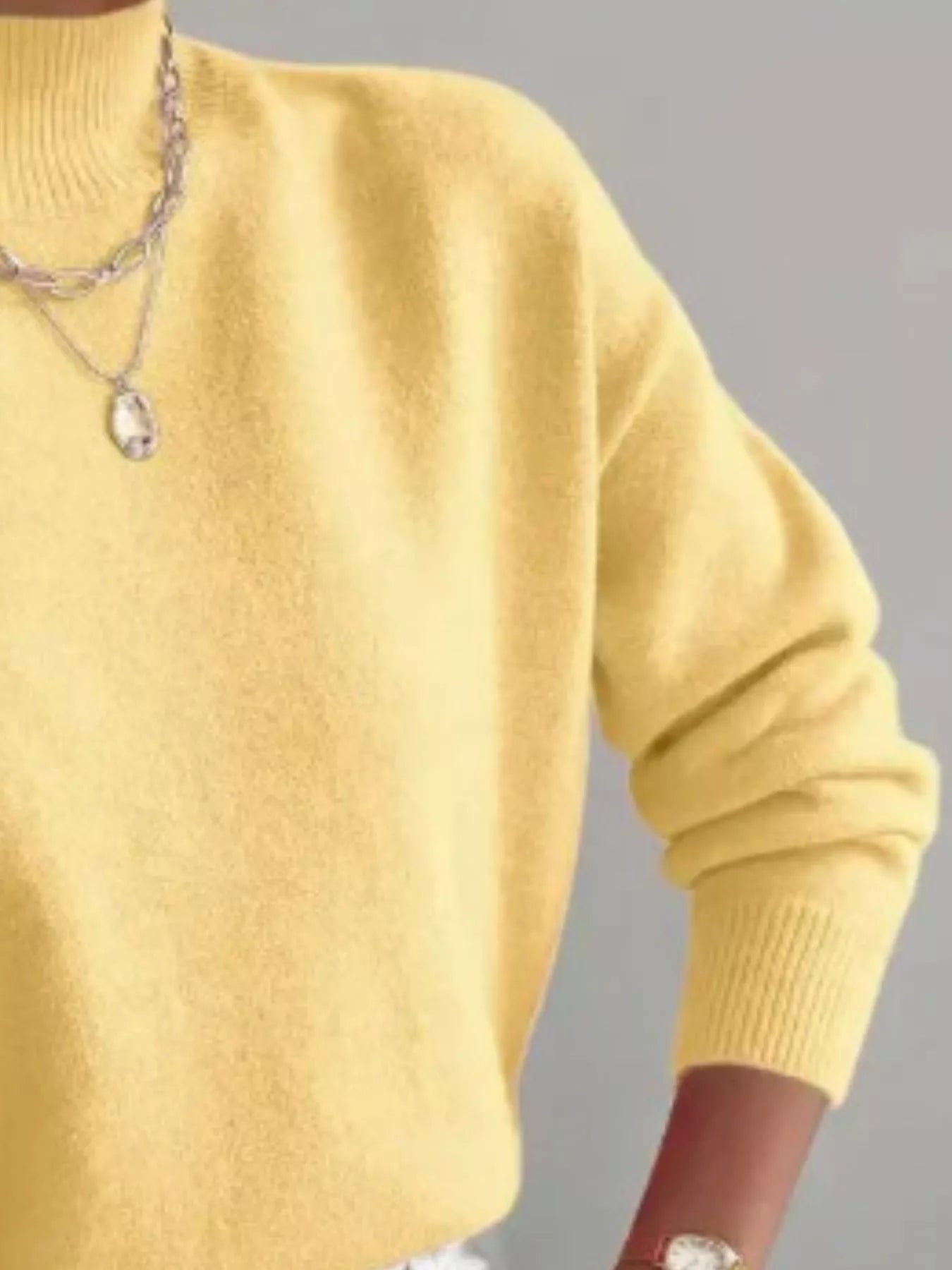Mock Neck Dropped Shoulder Sweater-Nordavory