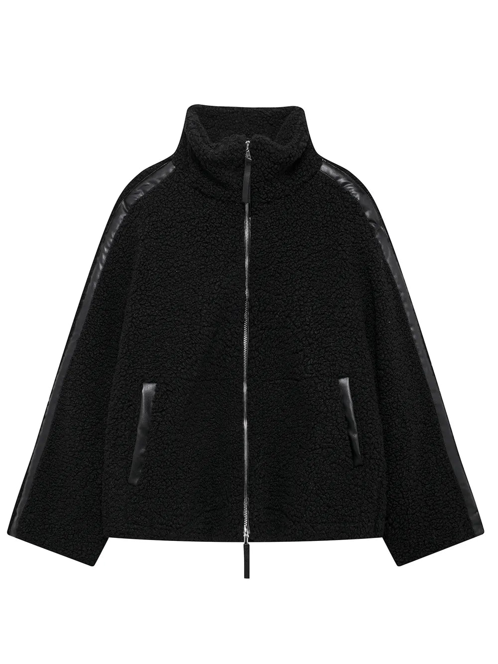 Zip Up Turtleneck Long Sleeve Plush Jacket-Nordavory