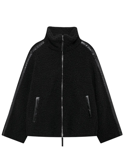 Zip Up Turtleneck Long Sleeve Plush Jacket-Nordavory