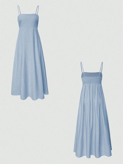 Smocked Square Neck Cami Dress-Nordavory