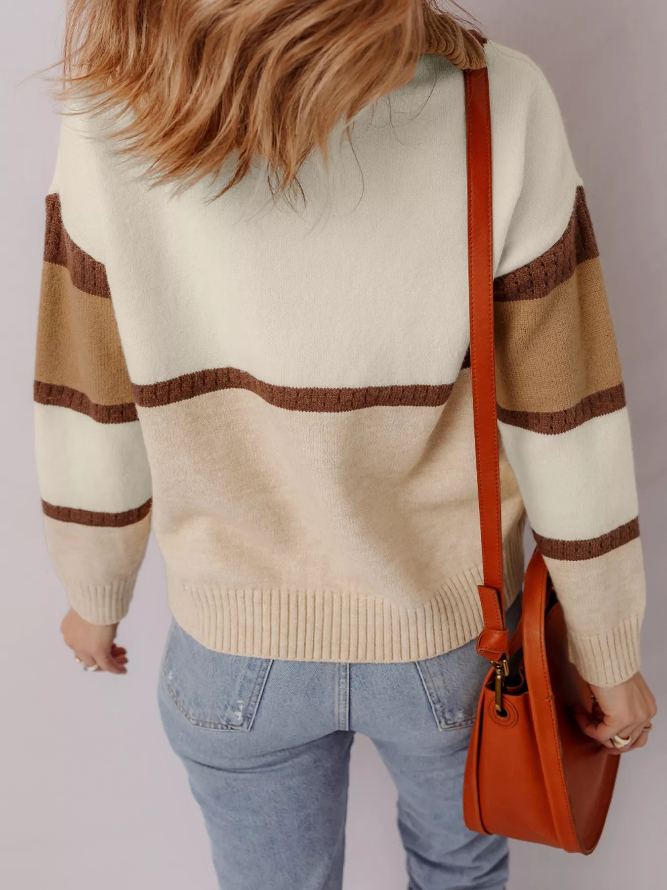 Color Block Zipped Collared Sweater-Nordavory