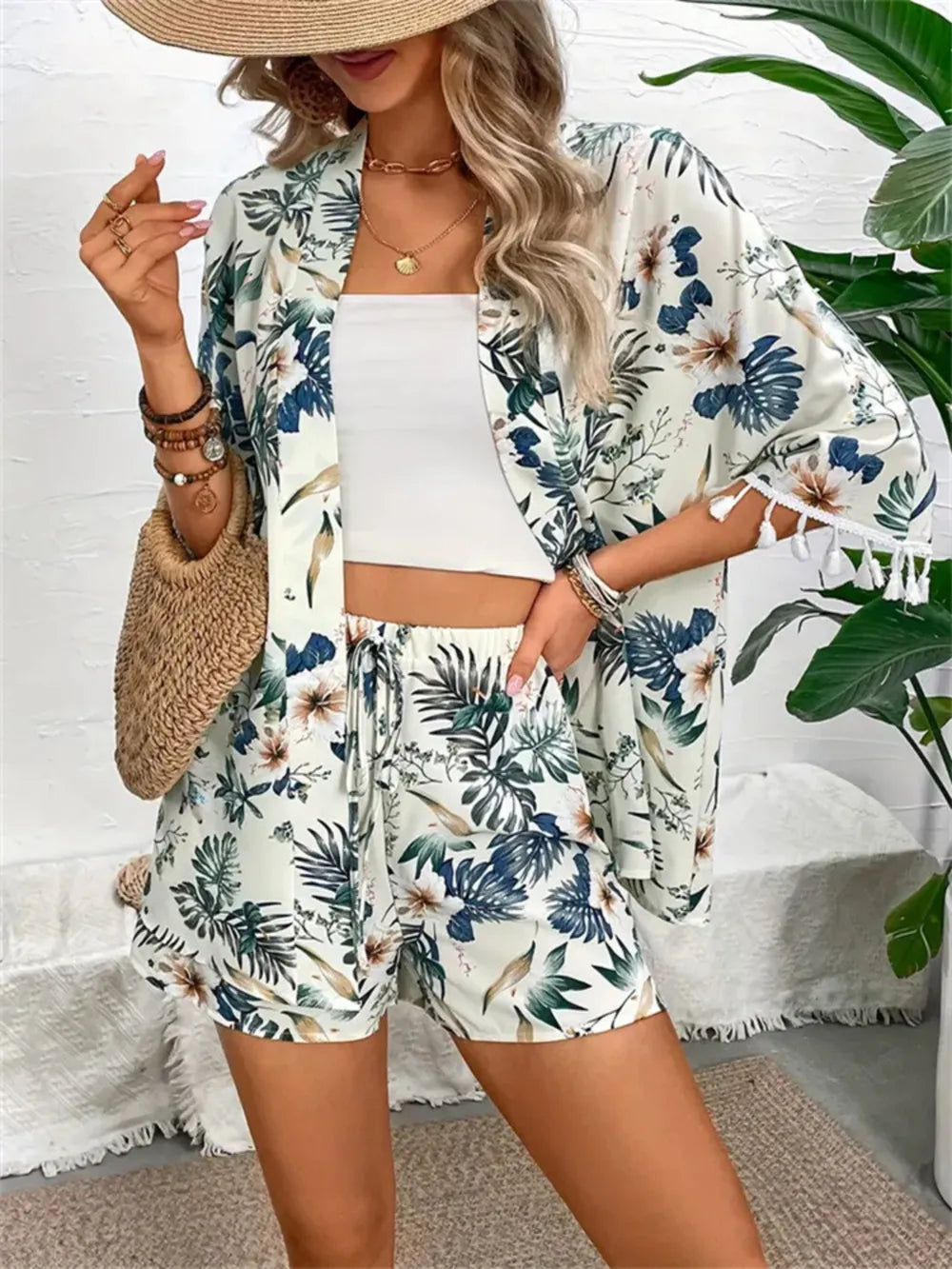 Printed Half Sleeve Top and Shorts Set-Nordavory