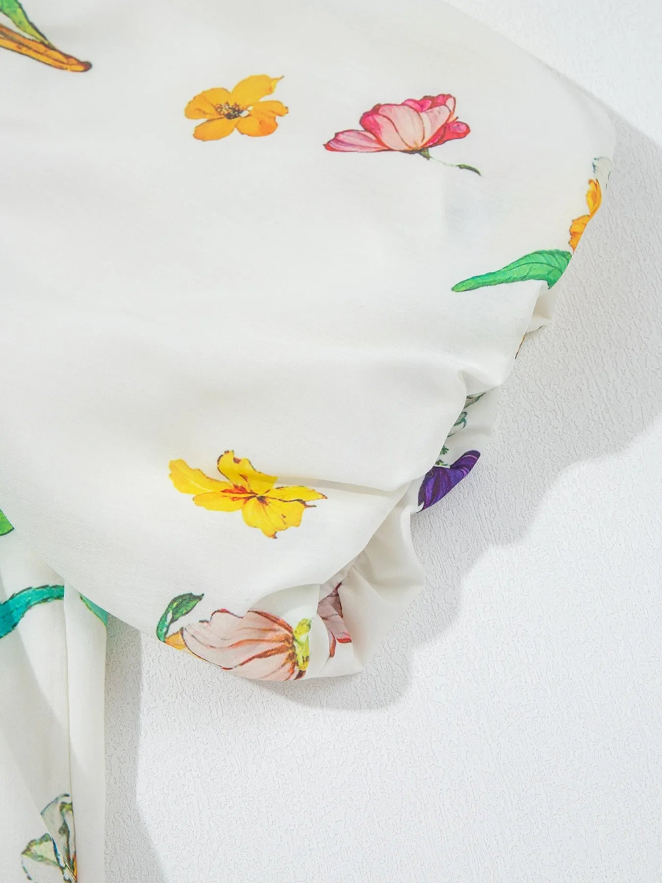 Floral Print Notched Short Sleeve Dress-Nordavory