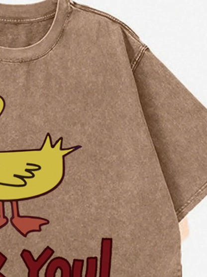 Duck Graphic Oversized Round Neck T-Shirt-Nordavory