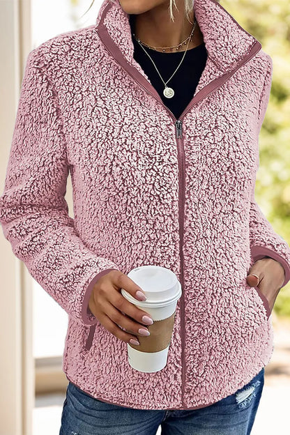 Pocketed Zip Up Turtleneck Jacket-Nordavory