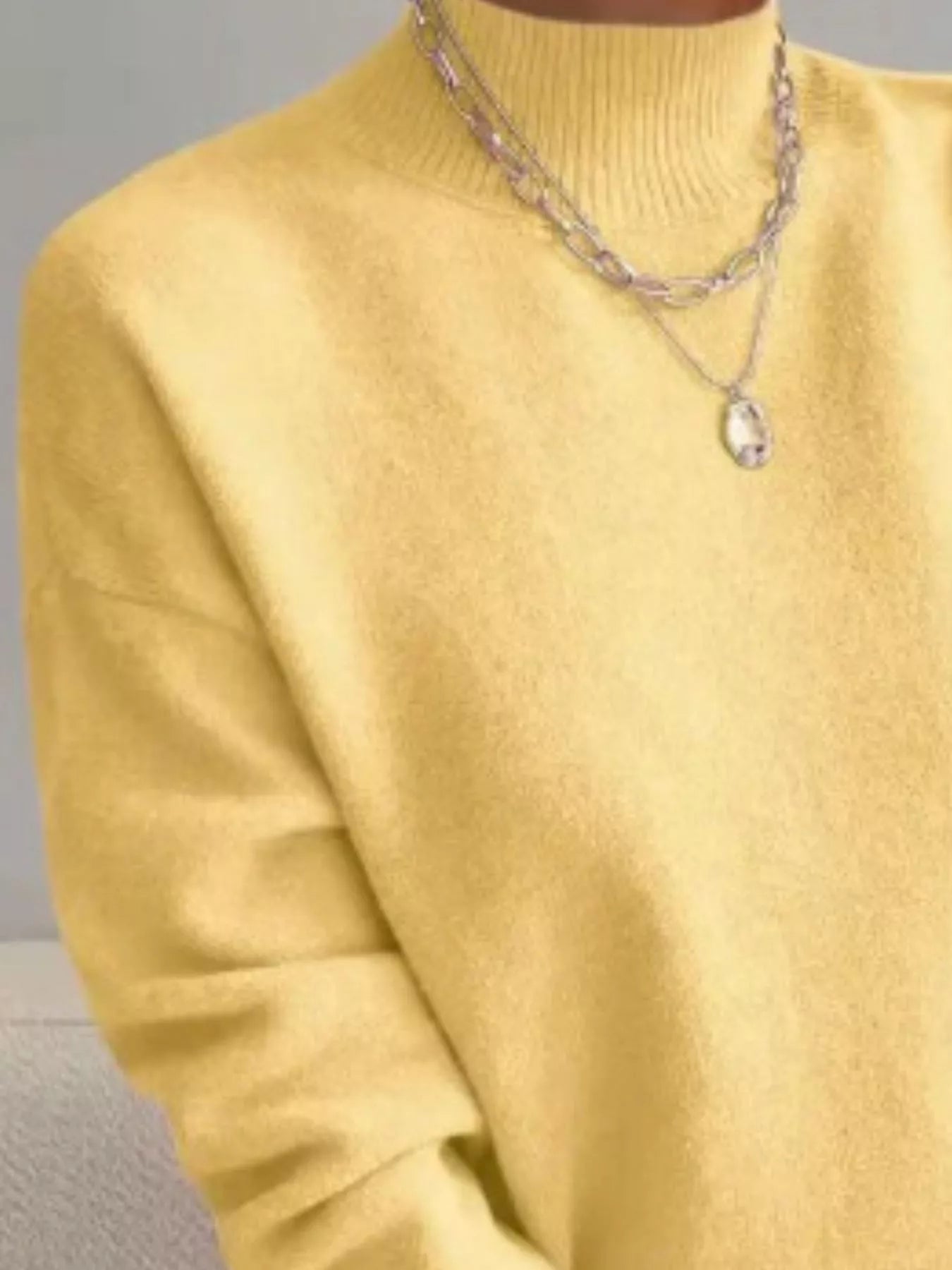 Mock Neck Dropped Shoulder Sweater-Nordavory