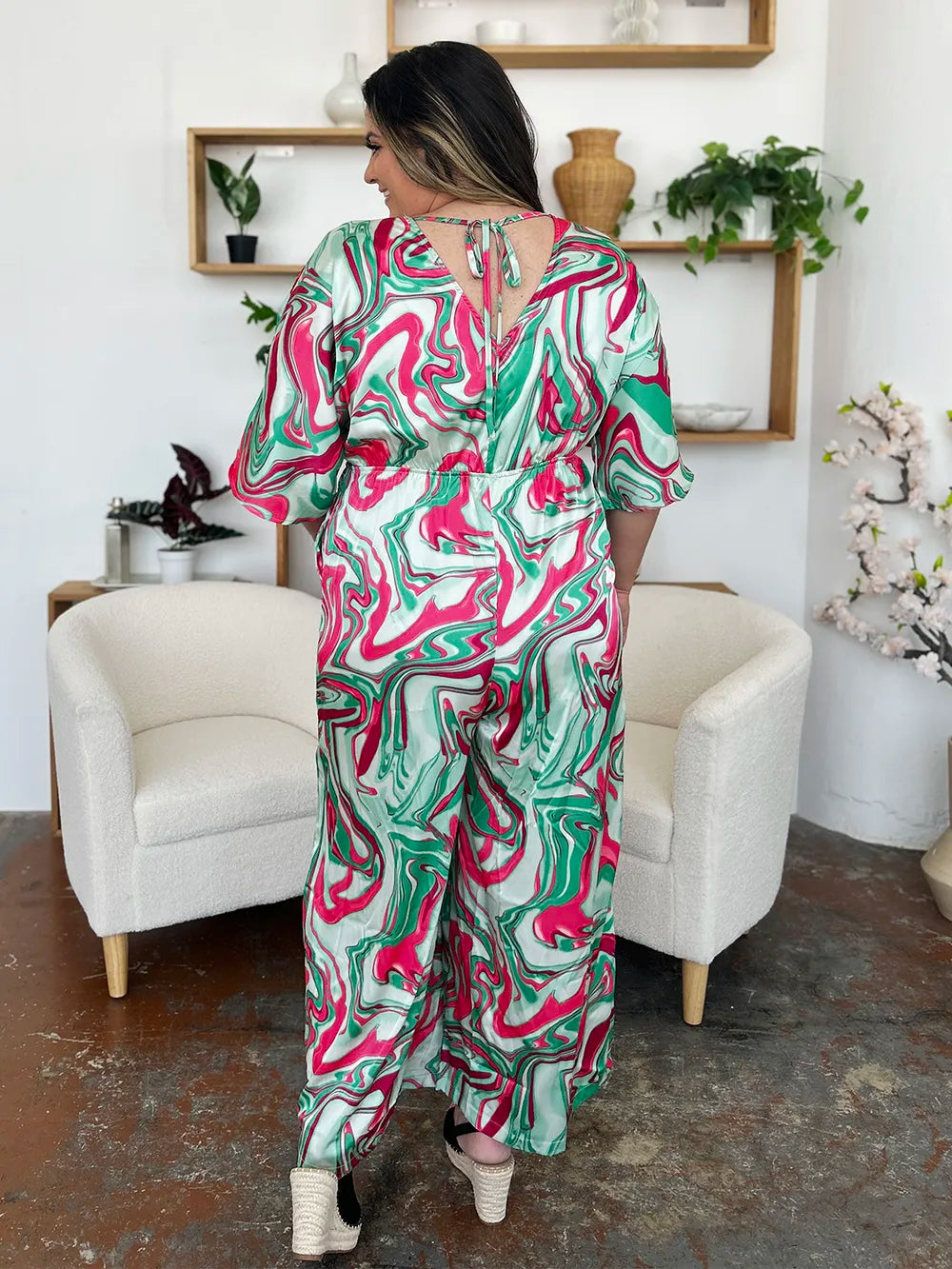 Double Take Full Size Half Sleeve Wide Leg Jumpsuit-Nordavory