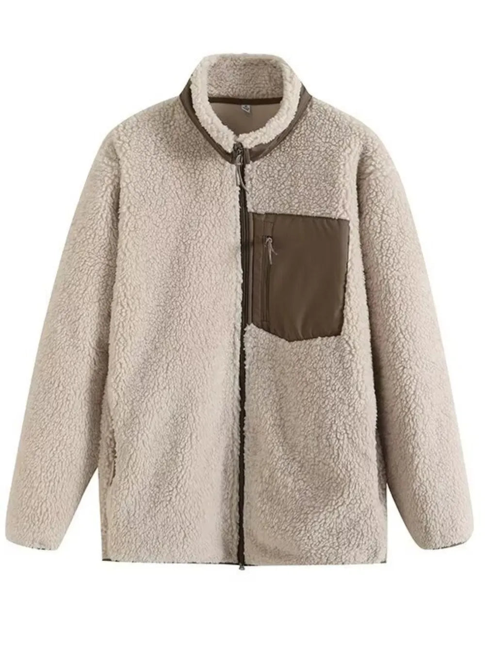 Zip Up Long Sleeve Plush Jacket-Nordavory
