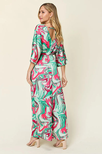Double Take Full Size Half Sleeve Wide Leg Jumpsuit-Nordavory