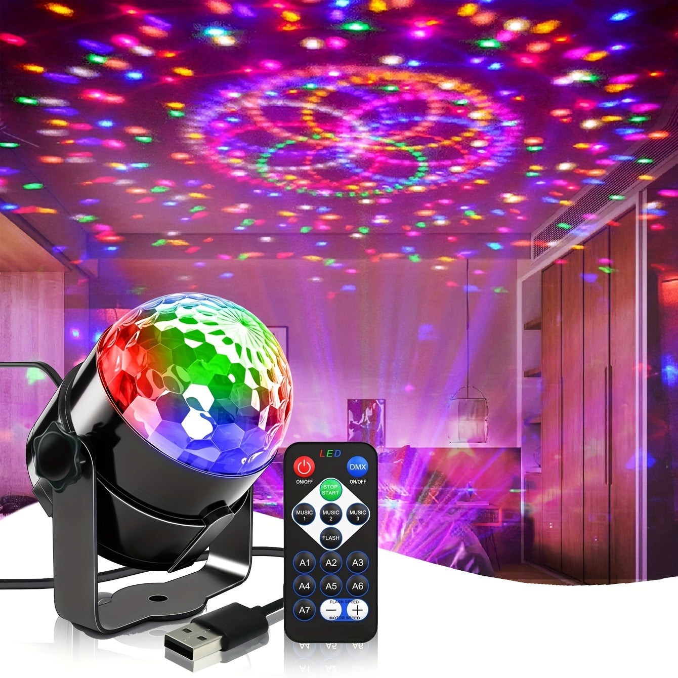VoiceControlled RGB Disco Ball with Remote