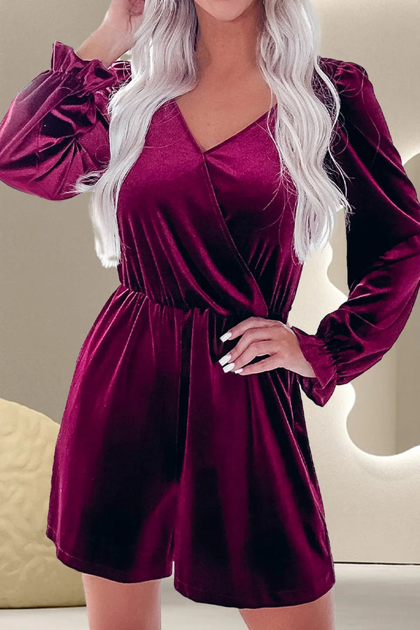 Surplice Flounce Sleeve Romper-Nordavory