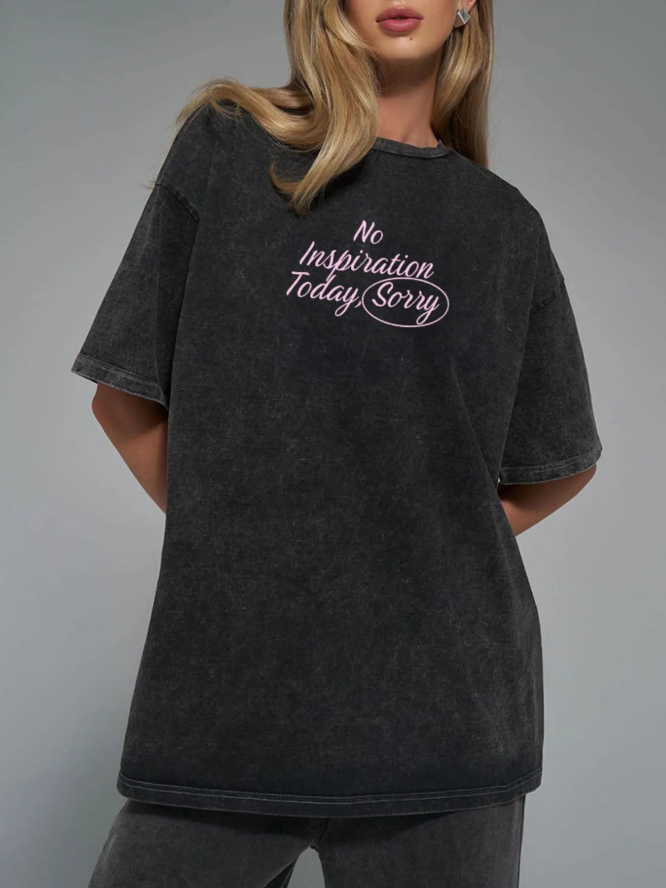 Letter Round Neck Short Sleeve T-Shirt-Nordavory