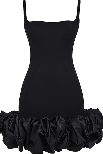 Ruched Square Neck Sleeve Mini Dress-Nordavory