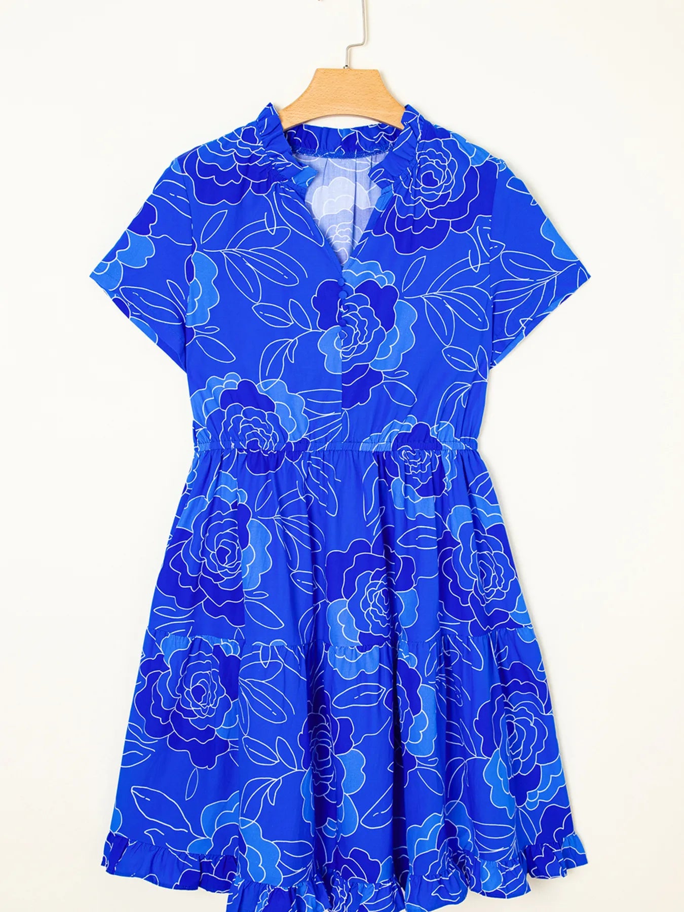 Ruffled Hem Short Sleeve Flowy Mini Dress-Nordavory