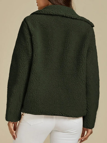 Zip Up Long Sleeve Plush Jacket-Nordavory
