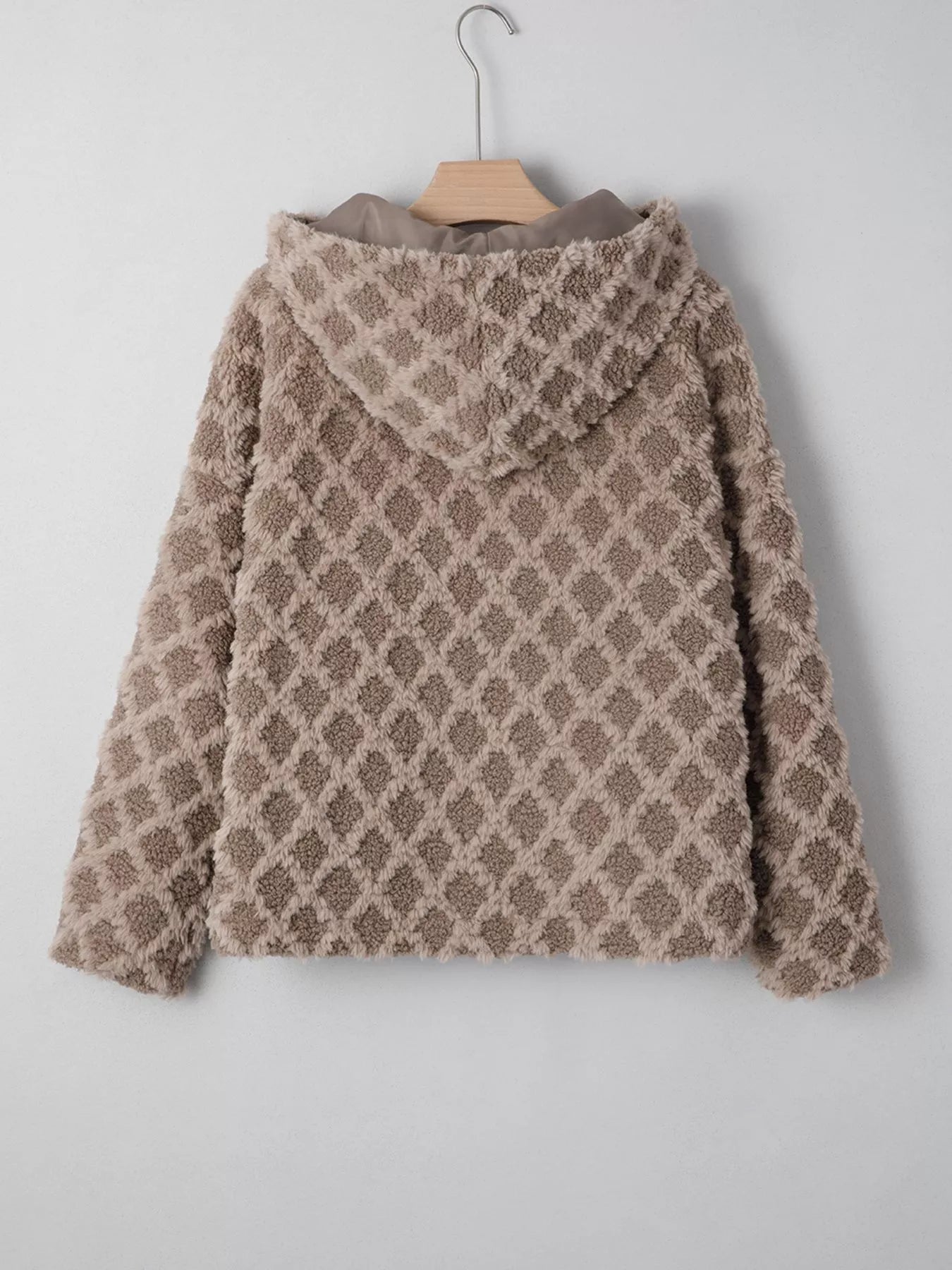 Sherpa Rhombus Zip Up Side Pocket Hooded Jacket-Nordavory