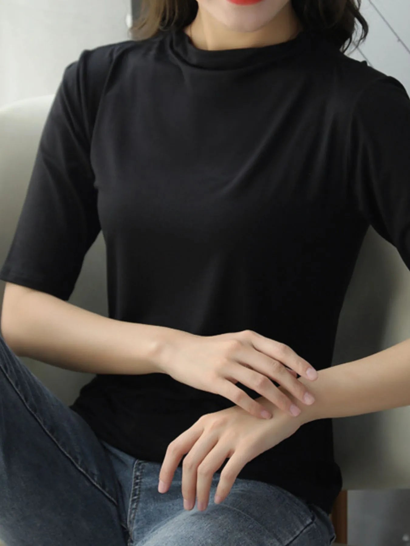 Solid Color Short Sleeve T-Shirt-Nordavory