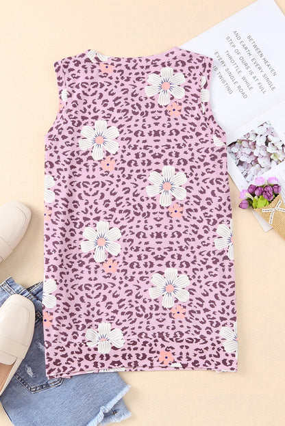 Printed Side Slit Round Neck Tank-Nordavory