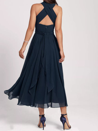 Ruched A-Line Midi Dress-Nordavory