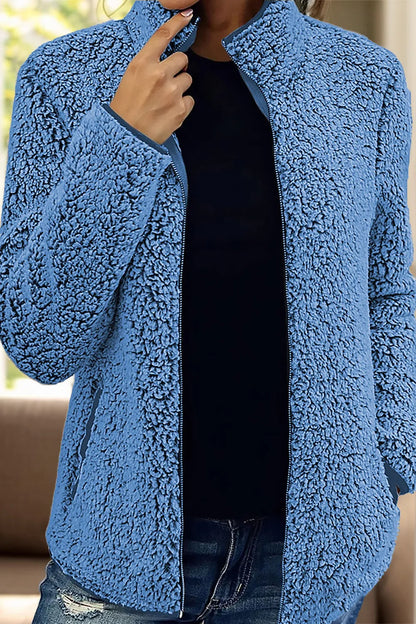 Pocketed Zip Up Turtleneck Jacket-Nordavory