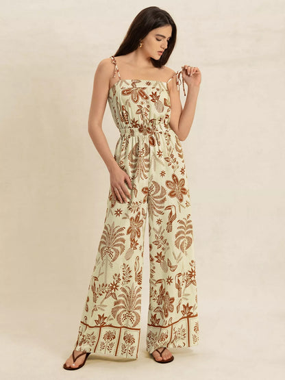 Tie Strap Wide Leg Jumpsuit-Nordavory