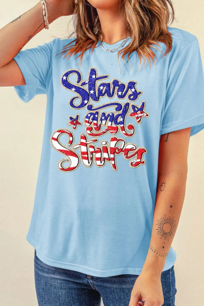 Stars and Stripes Patriotic Graphic T-Shirt-Nordavory