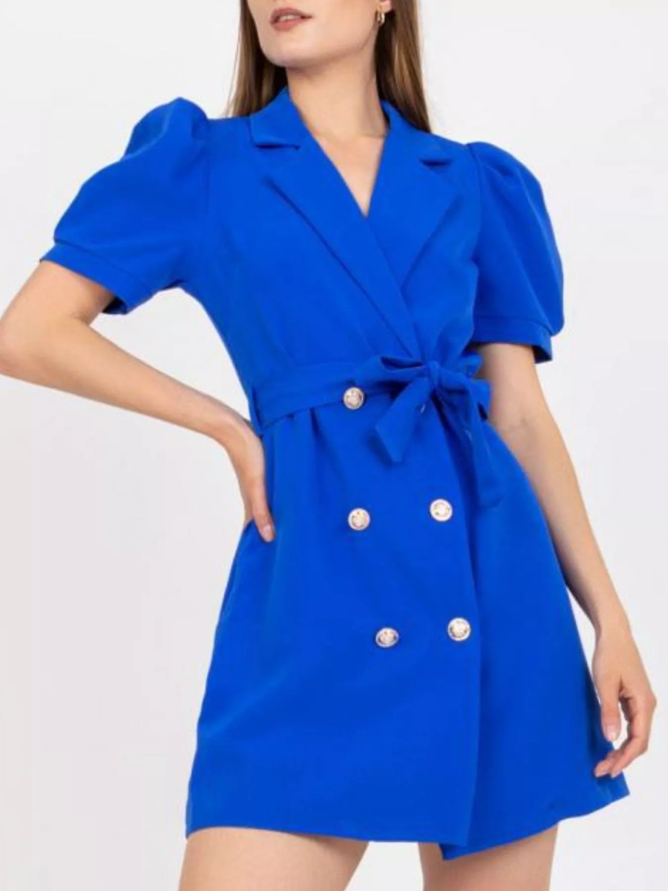 Blazer Style Tie Waist Mini Dress-Nordavory