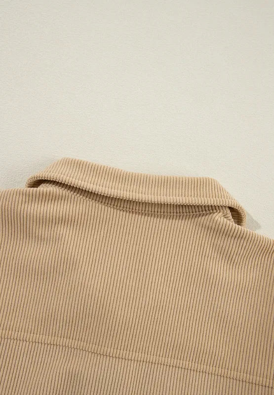 Frill Button Up Long Sleeve Shacket-Nordavory