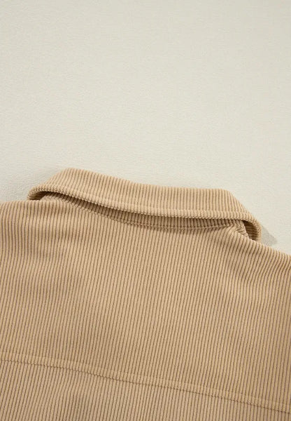 Frill Button Up Long Sleeve Shacket-Nordavory