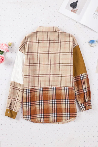 Plaid Button Up Long Sleeve Shacket-Nordavory
