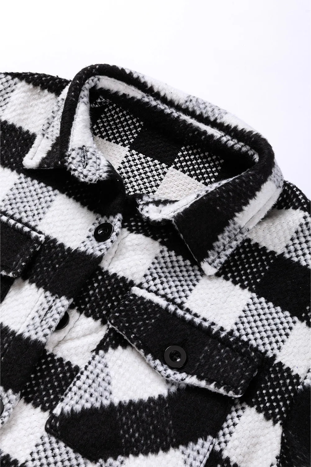 Plaid Button Up Long Sleeve Jacket-Nordavory