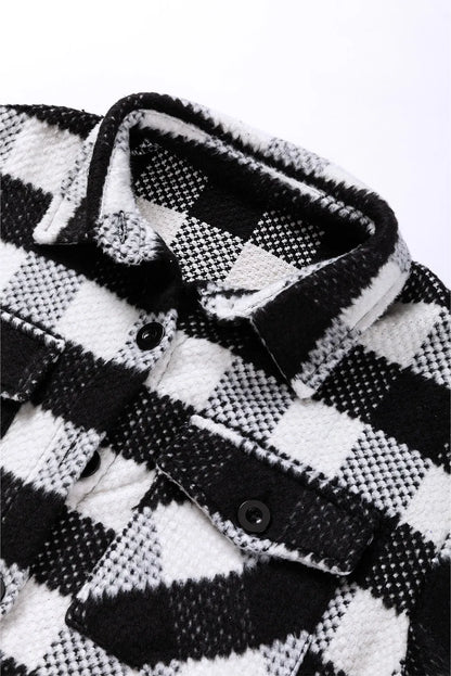 Plaid Button Up Long Sleeve Jacket-Nordavory