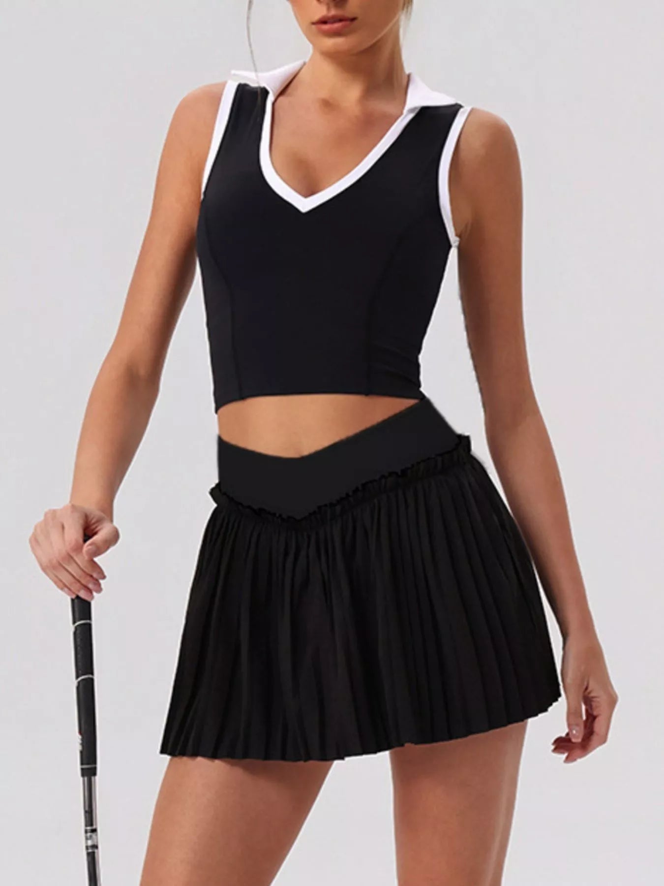 Sleeveless Top and Pleated Skirt Active Set – image 9