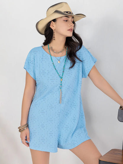 Round Neck Short Sleeve Romper-Nordavory