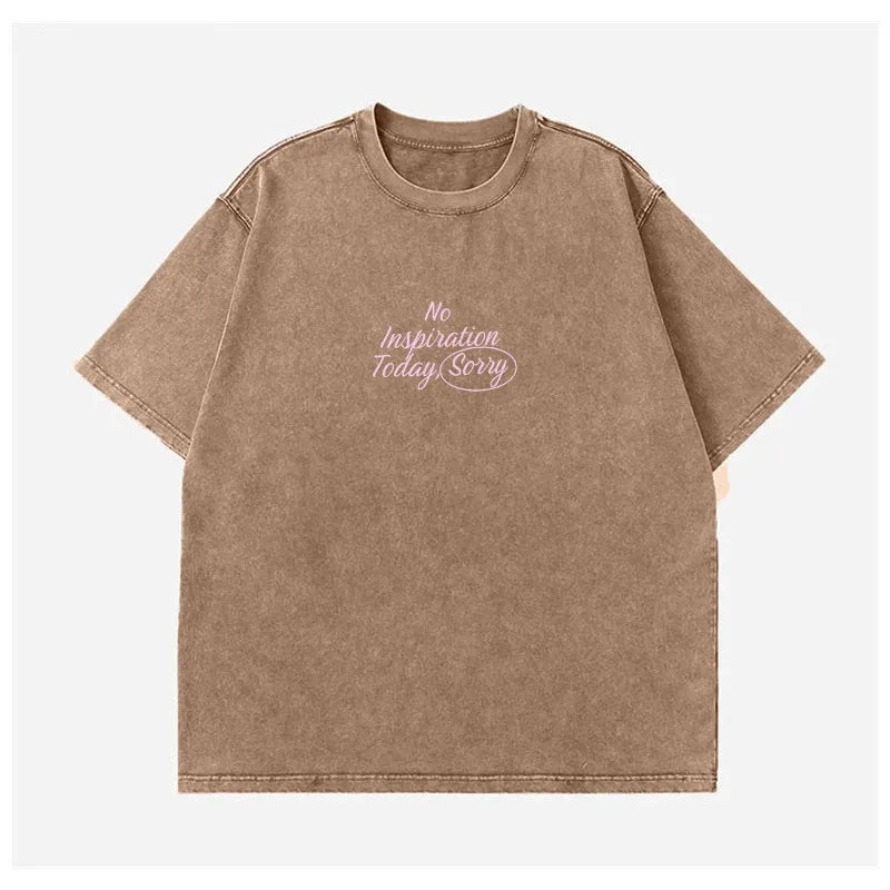 Letter Round Neck Short Sleeve T-Shirt-Nordavory