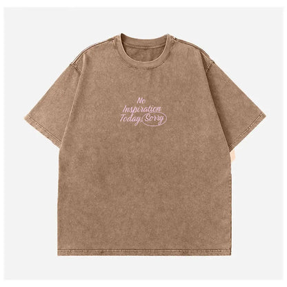 Letter Round Neck Short Sleeve T-Shirt-Nordavory