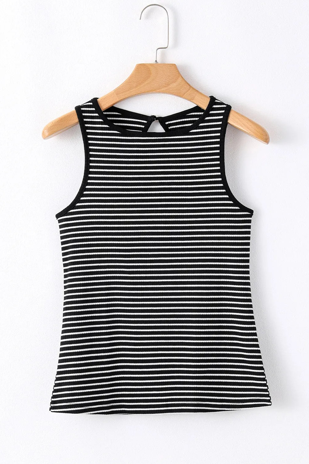 Striped Ribbed Round Neck Tank-Nordavory
