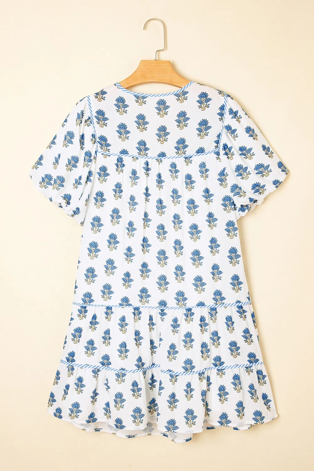 Floral Puff Sleeve Mini Dress with Pockets-Nordavory
