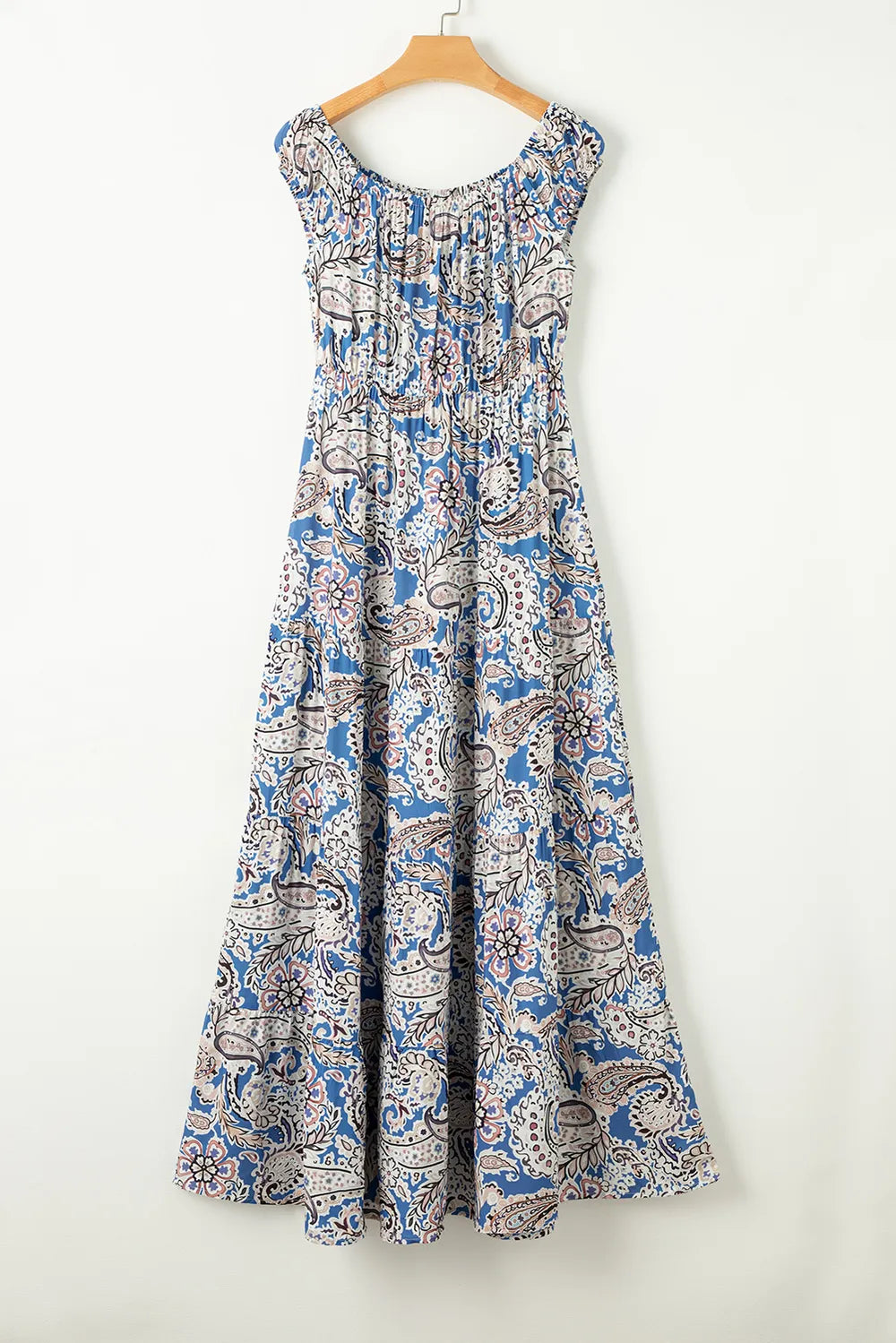 Printed Off-Shouder Short Sleeve Dress-Nordavory