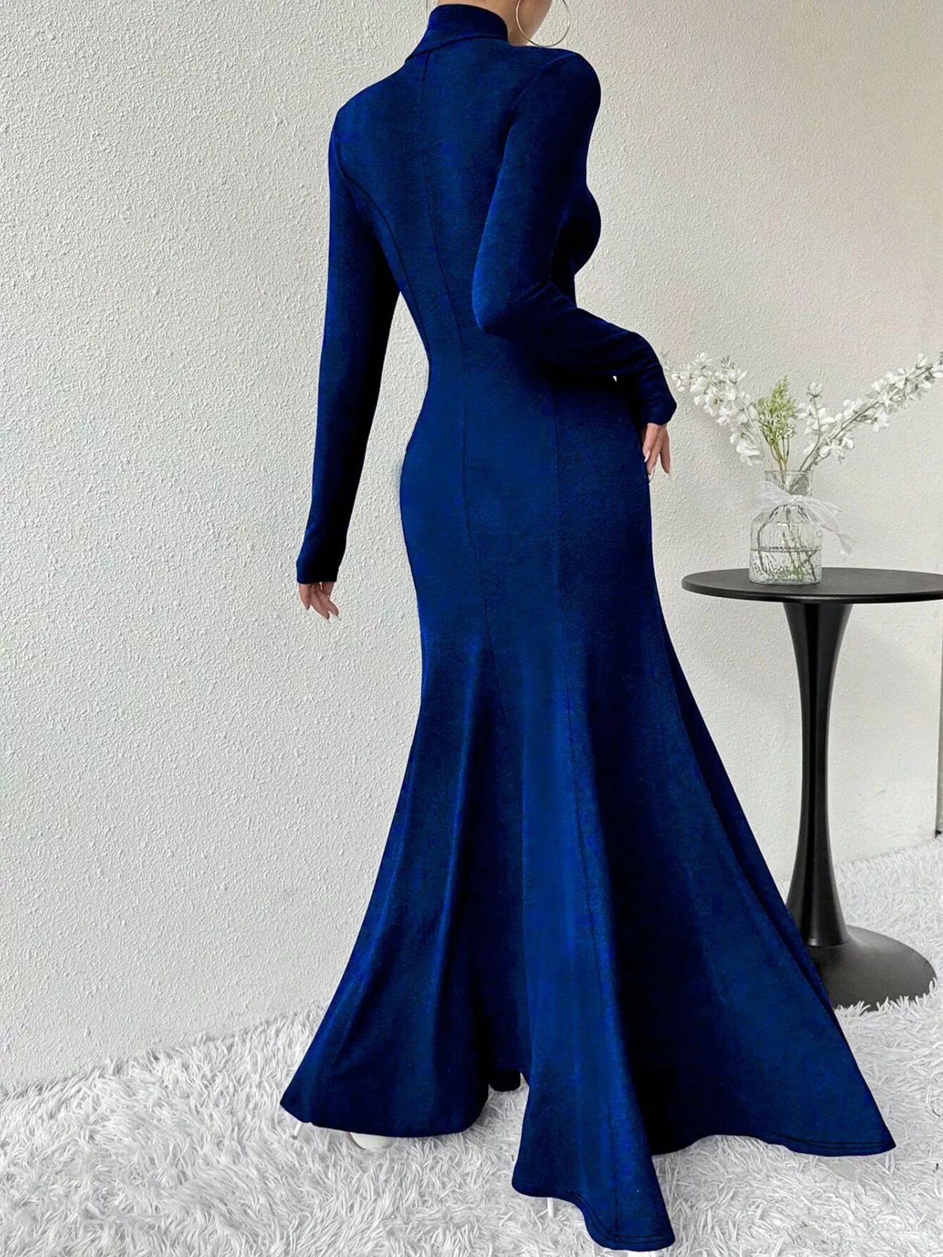 Turtleneck Long Sleeve Maxi Mermaid Dress-Nordavory