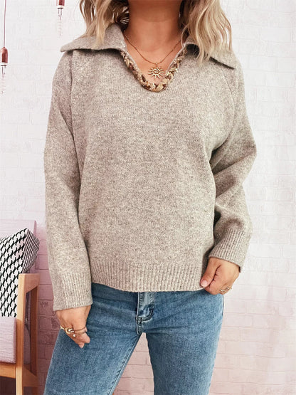 Ribbed Hem Raglan Sleeve Sweater-Nordavory