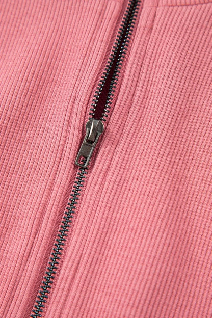 French Terry Zipped Collar Sleeveless Drawstring Waist Mini Dress-Nordavory