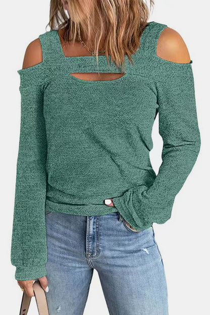 Full Size Cutout Cold Shoulder Blouse-Nordavory
