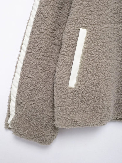 Zip Up Turtleneck Long Sleeve Plush Jacket-Nordavory