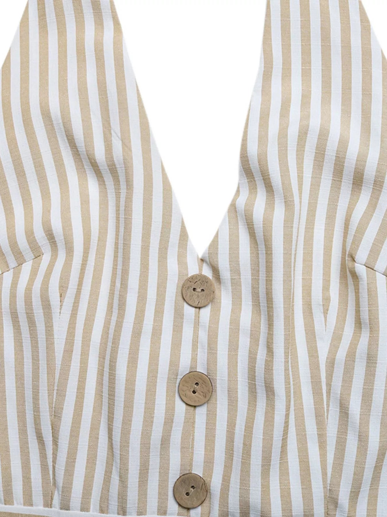 Striped Halter Neck Romper-Nordavory