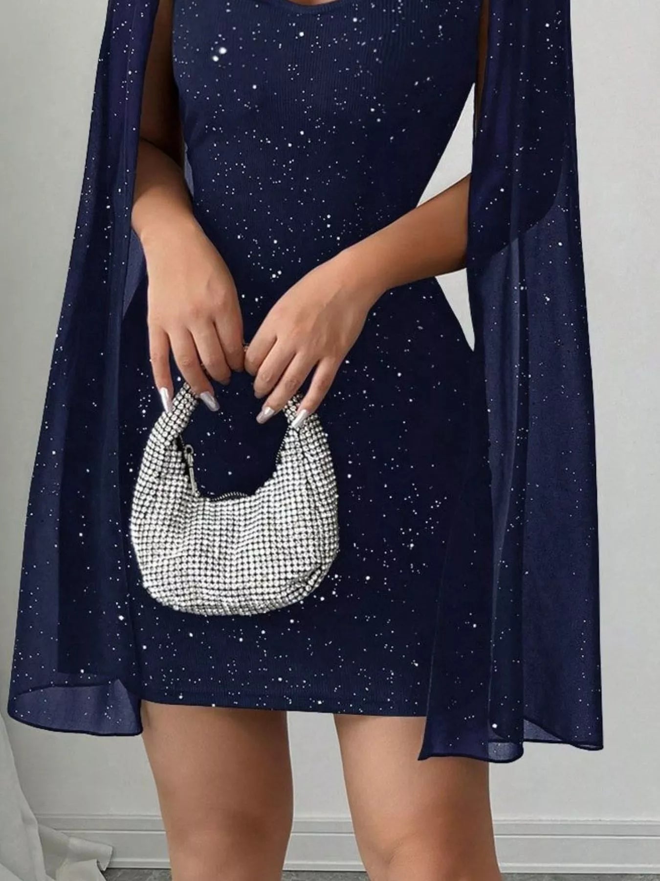 Cutout Bodycon Mini Dress with Cape Sleeves-Nordavory