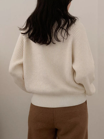 Button-Decorated Round Neck Sweater-Nordavory