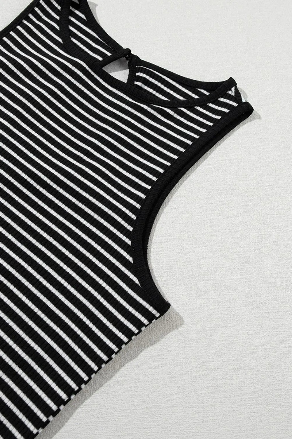 Striped Ribbed Round Neck Tank-Nordavory